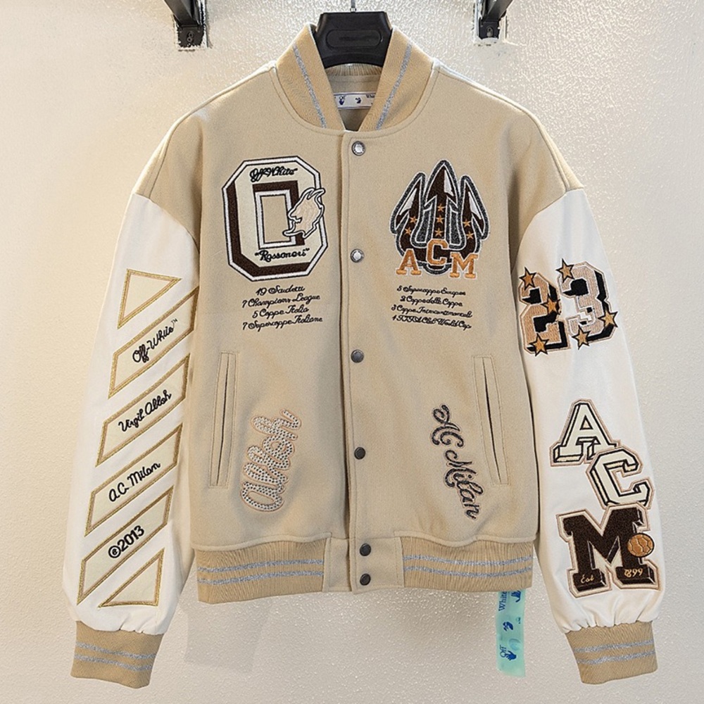 Off-White Cream Baseball Jacket
